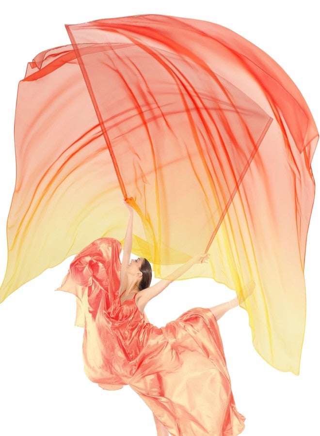 Jecery 2 Set 55x78" Praise Dance Worship Flags with Scalable Rod Guard Church Flag Sets Angel Wing with Sticks Ministry Streamer Dance Banner(Yellow Orange Red) - Image 1